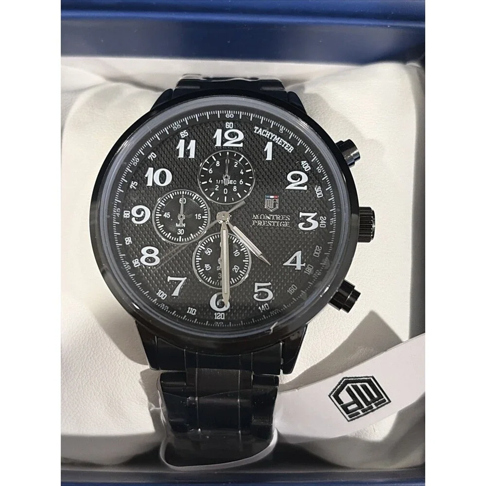 Montres Prestige 44MM MPW-0322 Mens Watch Black New In Box